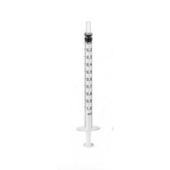 Inzulinos fecskendő háromrészes 1 ml, tű nélkül 