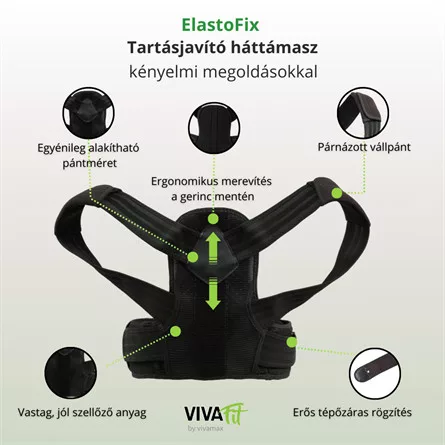 ElastoFix tartásjavító háttámasz merevítéssel és elasztikus pántrendszerrel 