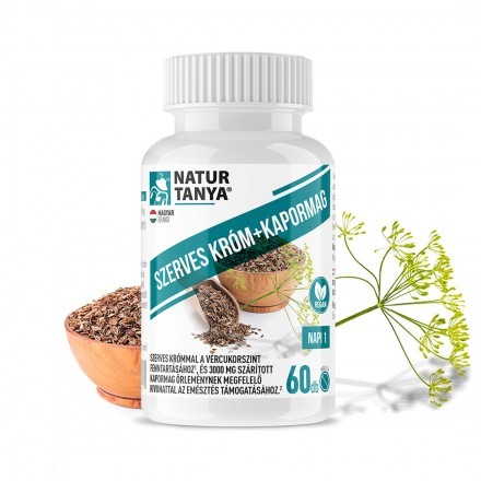 Natur Tanya 3000mg Kapormag kivonatot és 120mcg szerves krómot tartalmazó étrend-kiegészítő tabletta