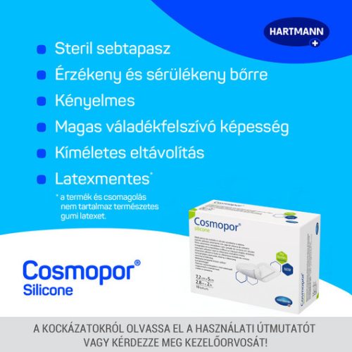 Cosmopor® silicone szigetkötszer (7,2x5 cm; 10 db)