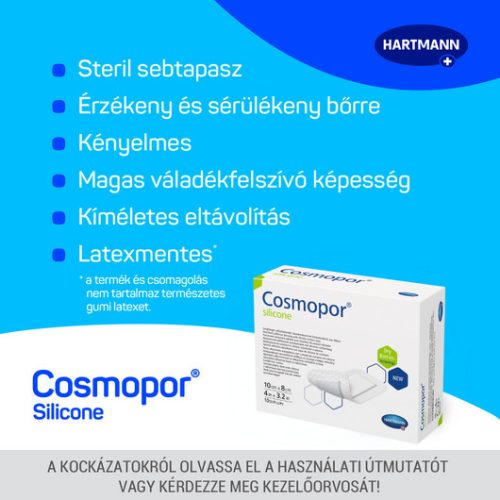 Cosmopor® silicone szigetkötszer (10x8 cm; 10 db)