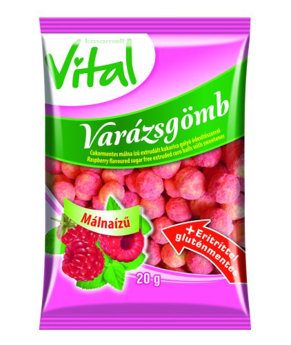 K. Vital varázsgömb cukormentes extrudált kukoricagolyó málna ízű 20 g