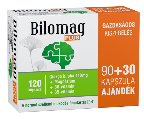 Bilomag plus 110mg gingko biloba kivonatot tartalmazó étrend-kiegészítő kapszula 90+30db 120 db