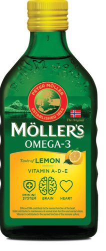 Möllers omega-3 halolaj étrend-kiegészítő a, d és e-vitaminnal, citrom ízesítéssel 250 ml