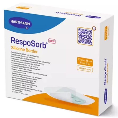 RESPOSORB SILICONE BORDER 15 X 15 CM (10) szuperabszorbens hidrocelluláris kötszer szilikonréteggel