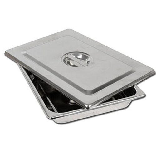 Rozsdamentes műszertálca fedéllel sarkos 30x19 cm