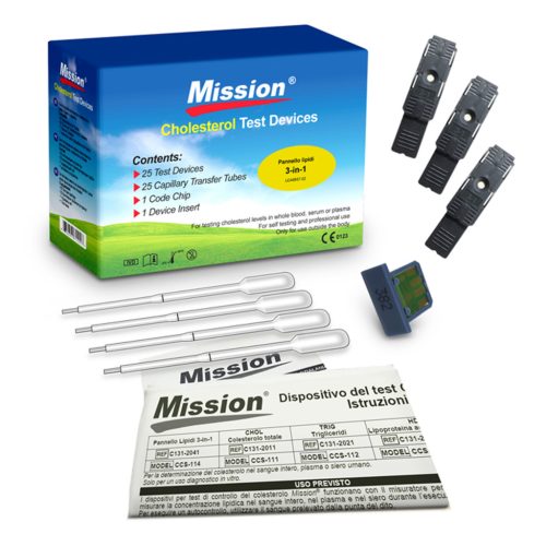 MISSION lipid panel teszt 3 az 1-ben (teszt + kapilláris cső) 25db/doboz