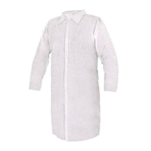 Köpeny egyszer használatos PÉ - XL kék/ fehér tépőzáras/ cipzáros