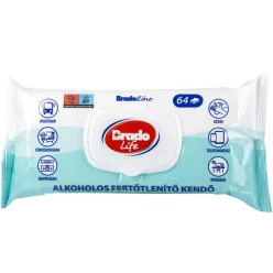   Bradolife alkoholos fertőtlenítő kendő 64db zárófedeles