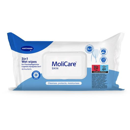 Image of MoliCare® Skin 3in1 nedves törlőkendő (50 db)