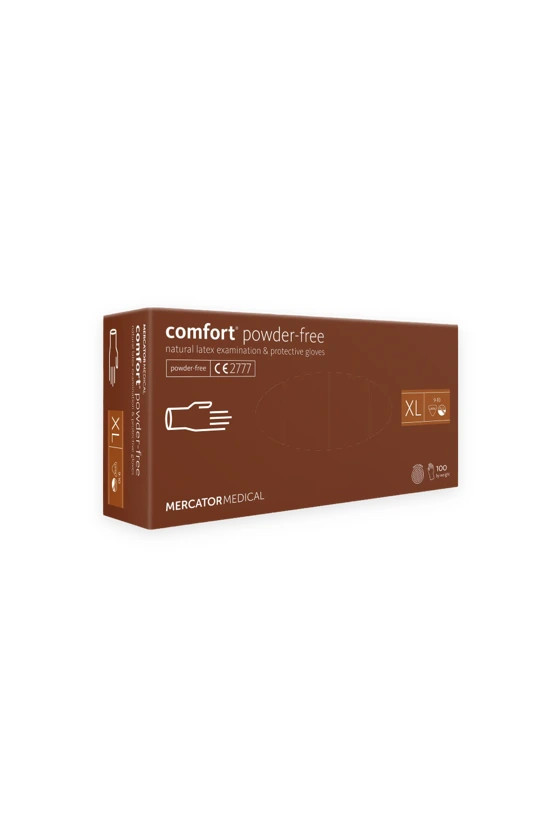 Image of Mercator comfort latex púdermentes vizsgálókesztyű Krémszínű