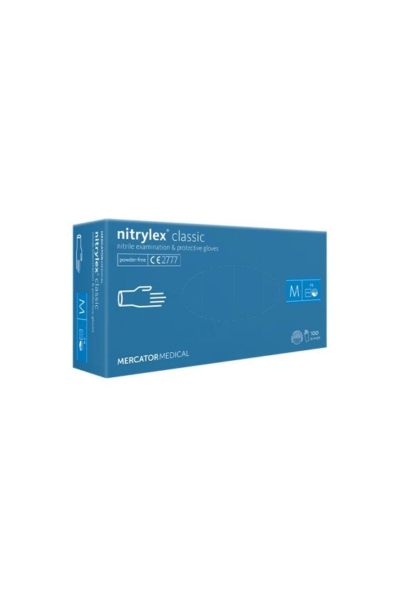 Image of Mercator nitrylex classic kék orvosi púdermentes nitril kesztyű