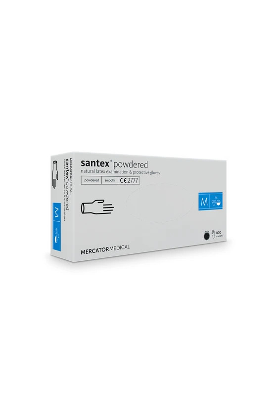 Image of Mercator Santex rugalmas latex púderezett fehér orvosi kesztyű 100 db