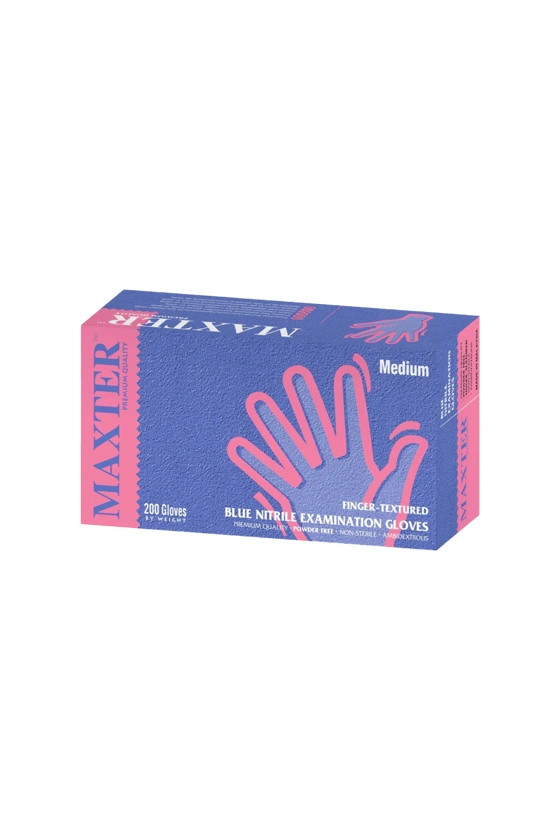 Image of Maxter nitril púdermentes ujjvégeken bordázott vizsgálókesztyű 200 db